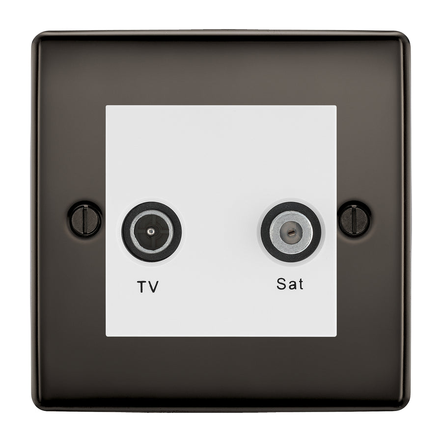 BG Nexus Metal Black Nickel TV & Satellite Socket NBNTVSATW