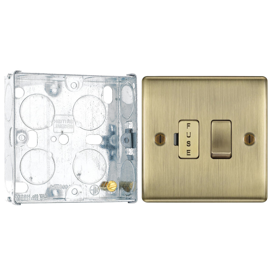 BG Nexus Antique Brass 13A Switched Fused Connection Unit NAB50 with 25mm Steel Back Box