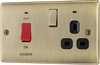 NAB70B Front - This 45A cooker control unit from British General includes a 13A socket for an additional appliance outlet, and has flush LED indicators above the socket and switch.