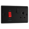BG Nexus Matt Black 45A Switched Socket and Cooker Control Unit NFB70B with 35mm Steel Back Box
