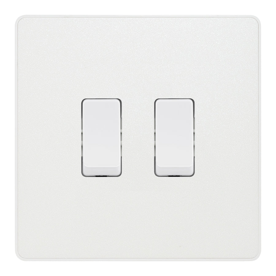 BG Evolve Pearlescent White 2 Gang Intermediate Custom Grid Light Switch