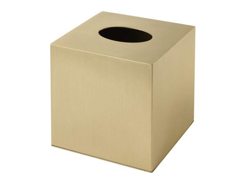 Corby Plymouth Cube Tissue Box Holder in Brushed Brass