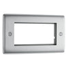 BG Brushed Steel 4G Faceplate with 45W USB A+C Charger Modules - Grey Insert