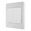 BG Evolve Brushed Steel 2 Gang 20A 16AX 2 Way Wide Rocker Light Switch PCDBS42WW with 25mm Steel Back Box