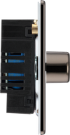 FBN84 Side -This trailing edge quadruple dimmer switch from British General allows you to control your light levels and set the mood. The intelligent electronic circuit monitors the connected load and provides a soft-start with protection against thermal, current and voltage overload.