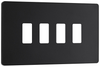 BG RPCDMB4B Evolve Grid Matt Black 4 Module Rectangular Front Plate - Black Trim
