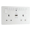 BG Evolve Pearlescent White 13A Double USB Socket with WiFi Extender PCDCL22UWRW with 25mm Steel Back Box