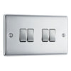 BG Nexus Metal Polished Chrome 20A 16AX 2 Way Quadruple Light Switch NPC44 with 25mm Steel Back Box