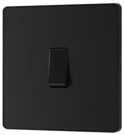 BG Evolve PCDMB12B Matt Black 1 Gang 20A 16AX 2 Way Light Switch-Black Insert