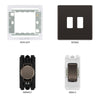 BG Black Nickel Screwless 2 Gang Switch 1x Dual Mode LED Dimmer 1x Intermediate Switch