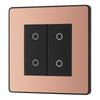 BG Evolve Polished Copper Double Master Touch Dimmer Switch PCDCPTDM2B with 25mm Steel Back Box