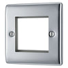 BG Polished Chrome Single 2 Gang Brush Cable Entry Wall Plate Black