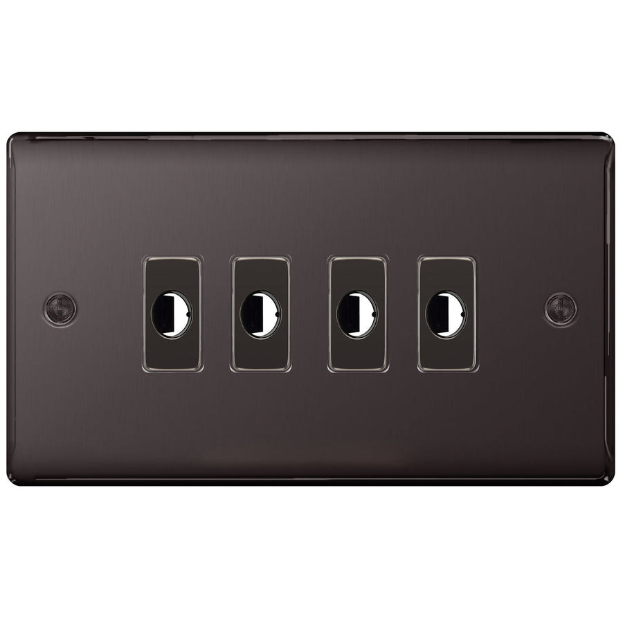 BG Nexus Metal Black Nickel 4 Gang Flex Outlet Socket