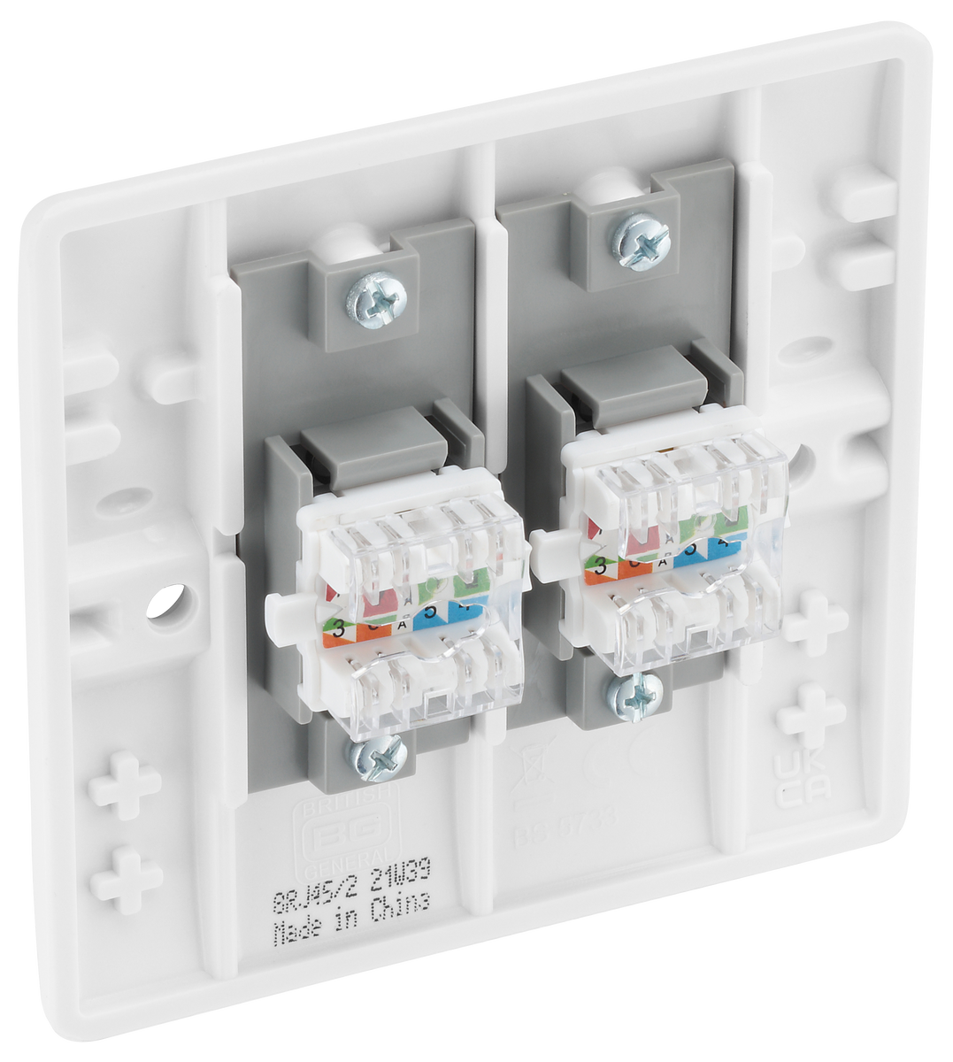 BG 8RJ45/2 Moulded Round Edge | White | RJ45 Double Data Outlet Socket ...