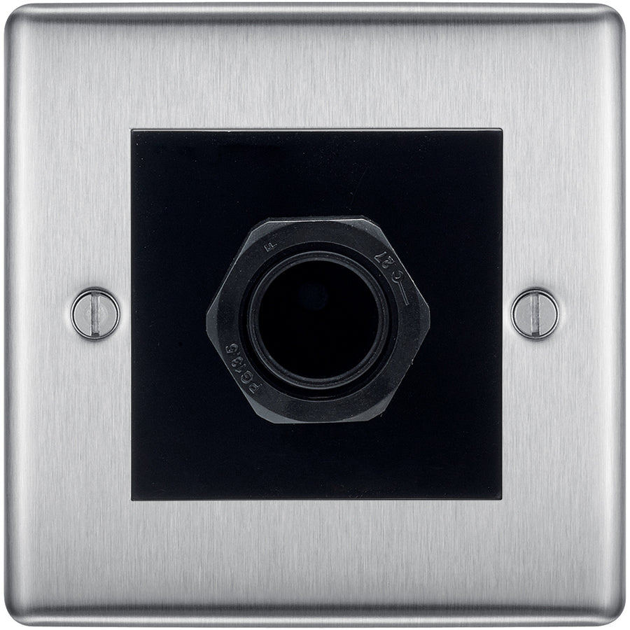 BG Nexus Brushed Steel 45A Flex Outlet Euro Module | Black Insert