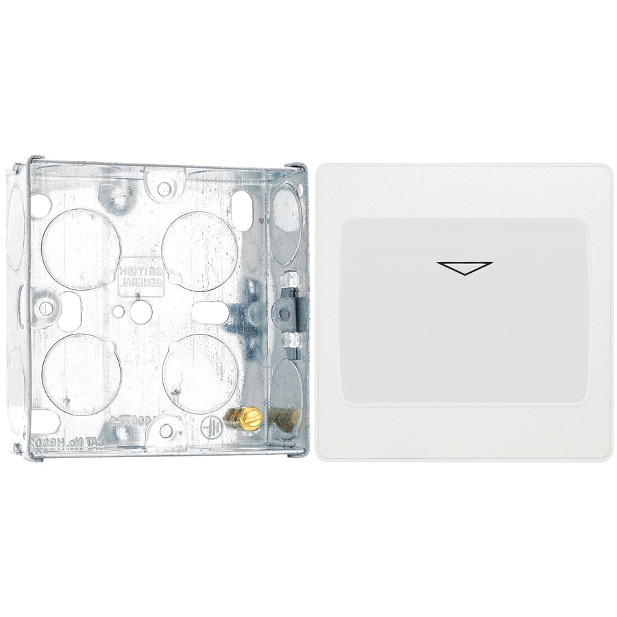 BG Evolve Pearlescent White Key Card Switch PCDCLKYCSW with 25mm Steel Back Box