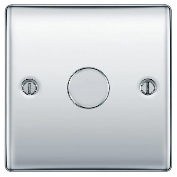 BG NPC81P Nexus 1 Gang, 2 Way, 400w Dimmer Switches-push Type Polished Chrome