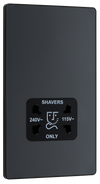 PCDMG20B Front - This Evolve Matt Grey dual voltage shaver socket from British General is suitable for use with 240V and 115V shavers and electric toothbrushes.