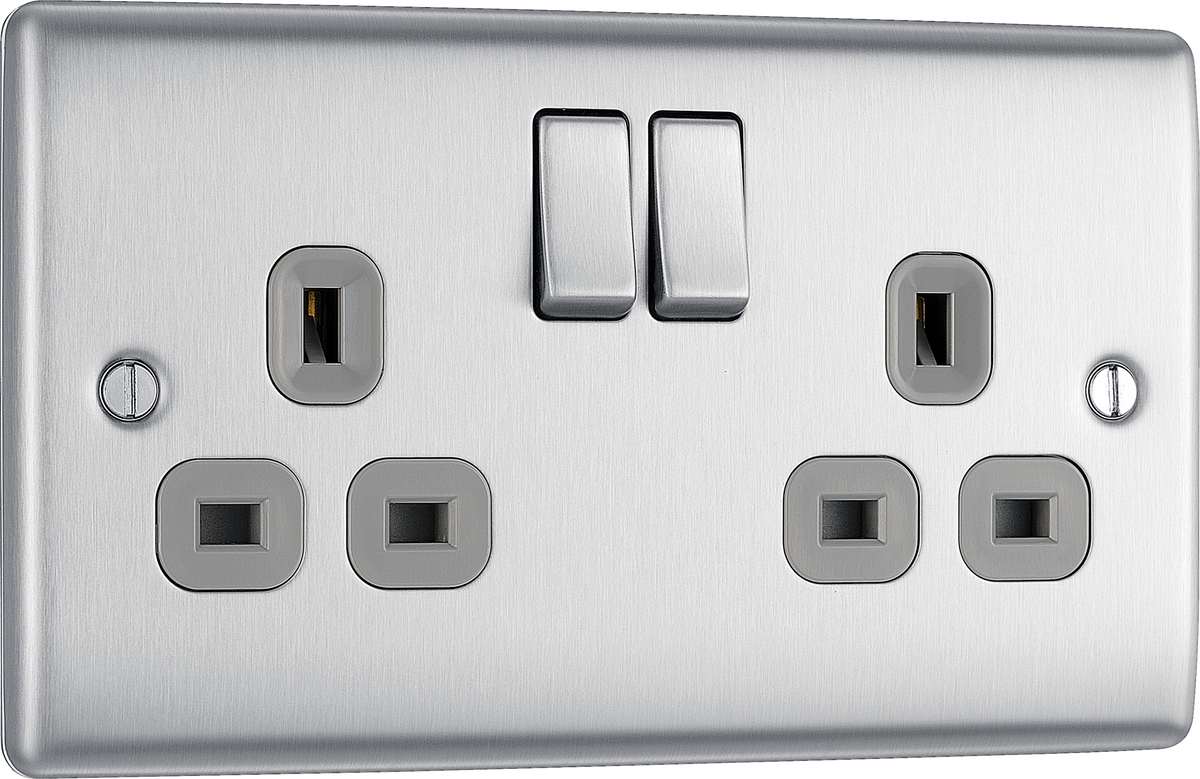 BG NBS22G 5 Pack Nexus Metal Brushed Steel 2 Gang 13A Swi...– The ...
