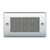 BG Nexus Polished Chrome Triple Master Touch Dimmer Switch Grey Inserts