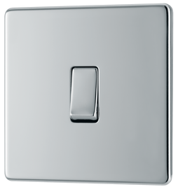 BG Electrical FPC13 Nexus Screwless Flat-Plate Single Intermediate Light Switch Polished Chrome 10A