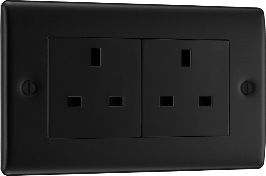 BG NFB24B Nexus Metal Matt Black 2G 13A Unswitched Socket Black Insert