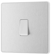 PCDBS12W Front - This Evolve Brushed Steel 20A 16AX single light switch from British General will operate one light in a room.