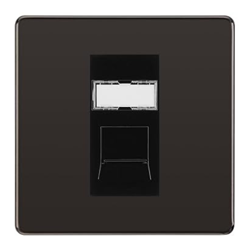 BG Screwless Black Nickel Single 1 Gang RJ45 Data Socket FBNRJ451B Black Insert