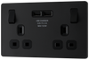 PCDMB22U3B Front - This Evolve Matt Black 13A double power socket from British General comes with two USB charging ports, allowing you to plug in an electrical device and charge mobile devices simultaneously without having to sacrifice a power socket. 