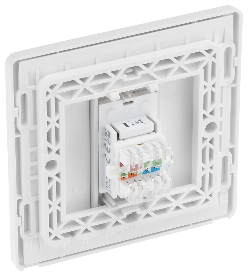 Data Outlet Insert BG PCDBSRJ451W Brushed Steel Evolve RJ45 Cat6 Data Outlet - White ...