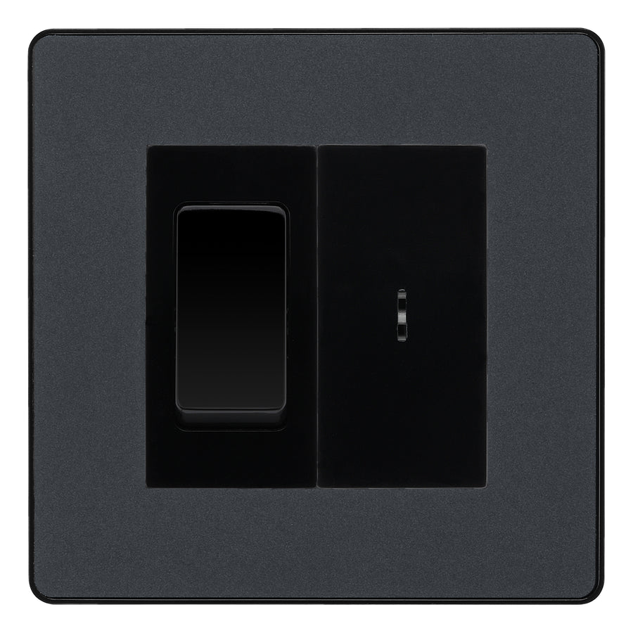 BG Evolve Matt Grey 20A Secret Key Switch with 20A Double Pole Switch - Black Insert