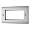 BG Brushed Steel 4G Euro Plate with 45W USB A+C Charger Modules - White Insert
