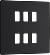 BG RPCDMB6B Evolve Grid Matt Black 6 Module Square Front Plate - Black Trim