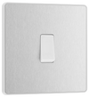 PCDBS13W Front - This Evolve Brushed Steel 20A 16AX intermediate light switch from British General should be used as the middle switch when you need to operate one light from 3 different locations, such as either end of a hallway and at the top of the stairs.