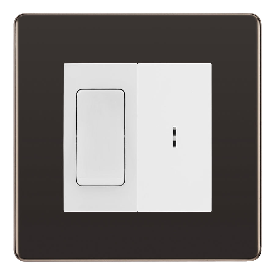 BG Screwless Black Nickel 2 Way Single Pole Key Switch with 2 Way Single Pole Switch, Key Included - White Insert