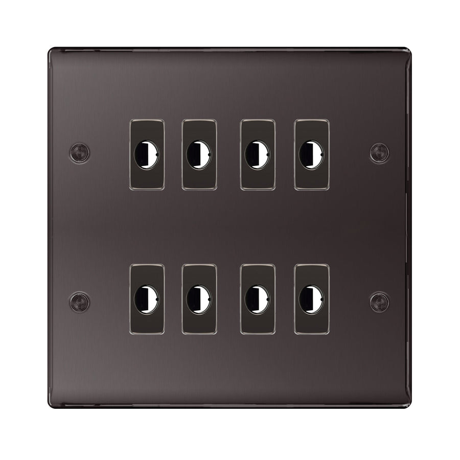 BG Nexus Metal Black Nickel 8 Gang Flex Outlet Socket