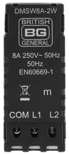 BG Electrical DMSW8A-2W Moulded 2 Way 8A Replacement Push On-Off Switch Dummy Dimmer Module