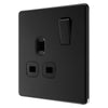 BG Screwless Matt Black 13A Single Socket FFB21B with 25mm Steel Back Box