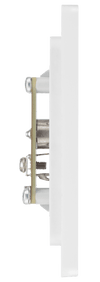 PCDBS60W Side - This Evolve Brushed Steel single coaxial socket from British General can be used for TV or FM aerial connections.