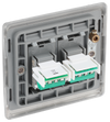 NBSRJ112  Back - This RJ11 telephone socket from British General uses a screw terminal connection and can be used for connecting two analogue phone lines.