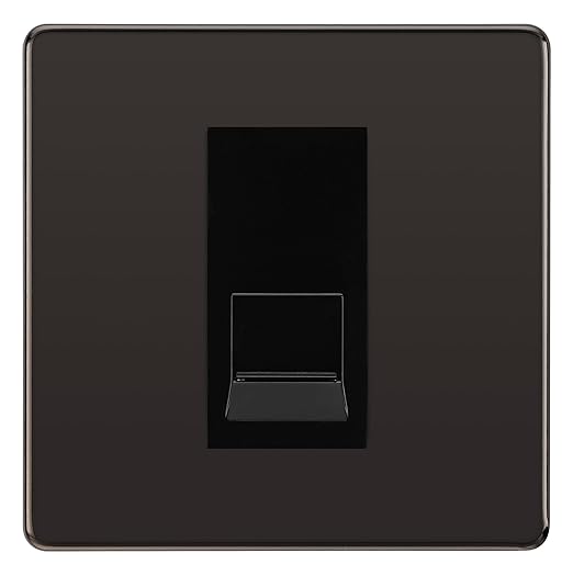 BG Screwless Black Nickel Single RJ11 Telephone Socket FBNRJ111 - Black Insert