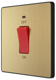 BG Evolve PCDSB74B Satin Brass 45A 2 Pole LED Switch-Black Insert