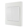 BG Evolve Pearlescent White 20 Amp 16AX Double Wide Rocker Light Switch PCDCL42WW with 25mm Steel Back Box