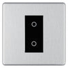 BG Nexus Screwless Brushed Steel Single Secondary Touch Dimmer Switch Black Insert