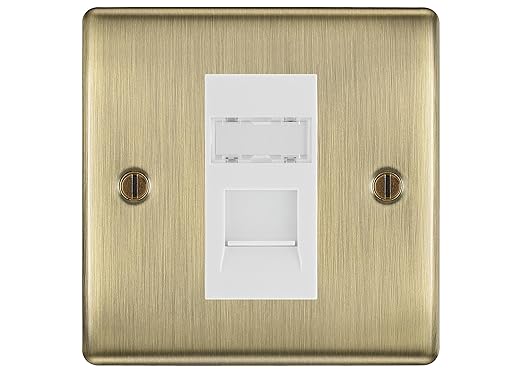 BG Nexus Antique Brass Single 1 Gang RJ45 Data Socket NABRJ451W White Insert