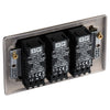 BG NBN83P Nexus Metal 3 Gang, 2 Way, 400W Dimmer Switches - Black Nickel