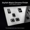 BG Evolve PCDBC22UAC45B 13A Double Switched Power Socket + USB A+C (45W) - Black Chrome