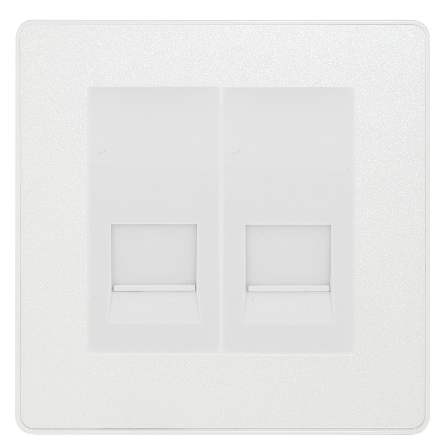 BG Evolve Pearlescent White Double Master Telephone Socket, Screw Terminal - White Insert