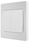 PCDBS42WW Front - This Evolve Brushed Steel 20A 16AX double light switch from British General can operate 2 different lights, whilst the 2 way switching allows a second switch to be added to the circuit to operate the same light from another location (e.g. at the top and bottom of the stairs).