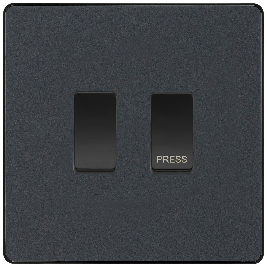 BG Evolve Matt Grey 2G Grid Switch Kit – 20A 2-Way & Retractive Press Module